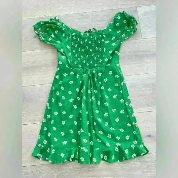 Urban Outfitters Dress Magpie Green Daisy Off Shoulder sz small - Picture 6 of 10